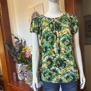 NWT Style&Co size small Floral Green and Blue Women's Top